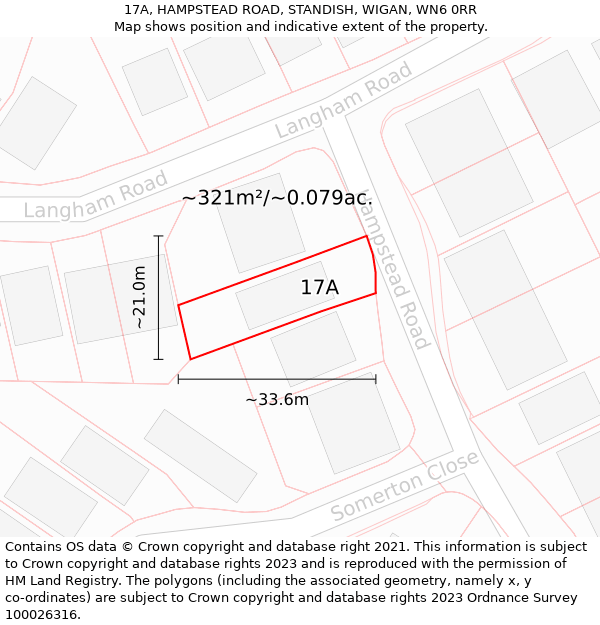 17A, HAMPSTEAD ROAD, STANDISH, WIGAN, WN6 0RR: Plot and title map