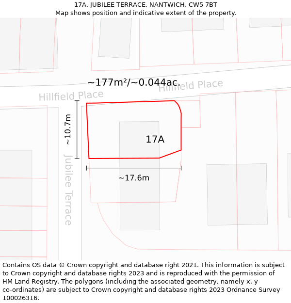 17A, JUBILEE TERRACE, NANTWICH, CW5 7BT: Plot and title map