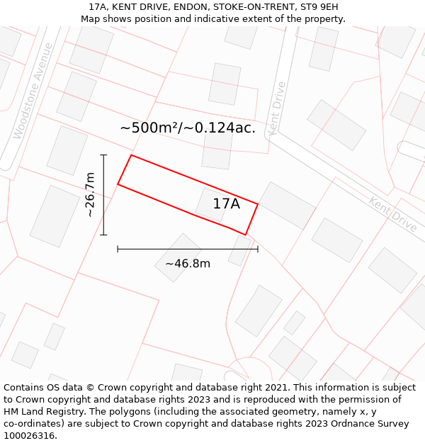 17A, KENT DRIVE, ENDON, STOKE-ON-TRENT, ST9 9EH: Plot and title map