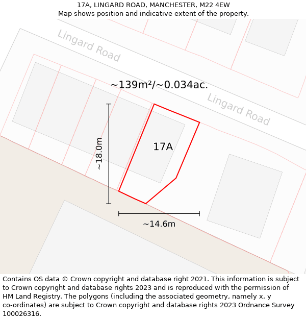 17A, LINGARD ROAD, MANCHESTER, M22 4EW: Plot and title map
