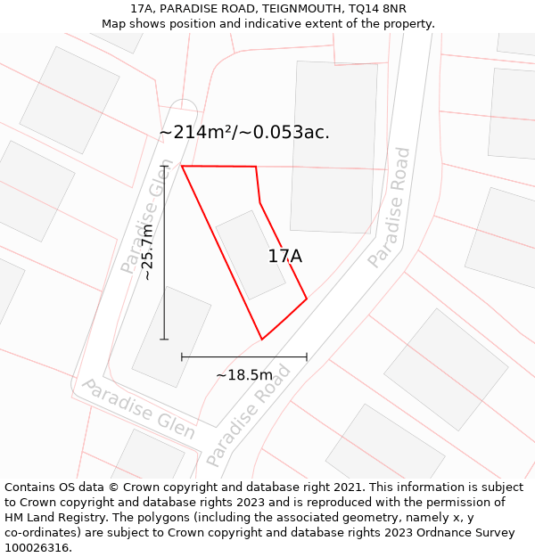 17A, PARADISE ROAD, TEIGNMOUTH, TQ14 8NR: Plot and title map