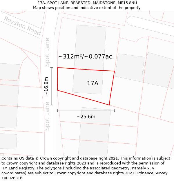 17A, SPOT LANE, BEARSTED, MAIDSTONE, ME15 8NU: Plot and title map