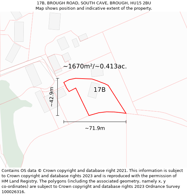 17B, BROUGH ROAD, SOUTH CAVE, BROUGH, HU15 2BU: Plot and title map