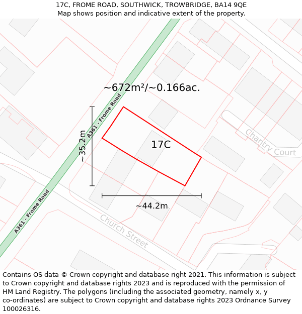 17C, FROME ROAD, SOUTHWICK, TROWBRIDGE, BA14 9QE: Plot and title map