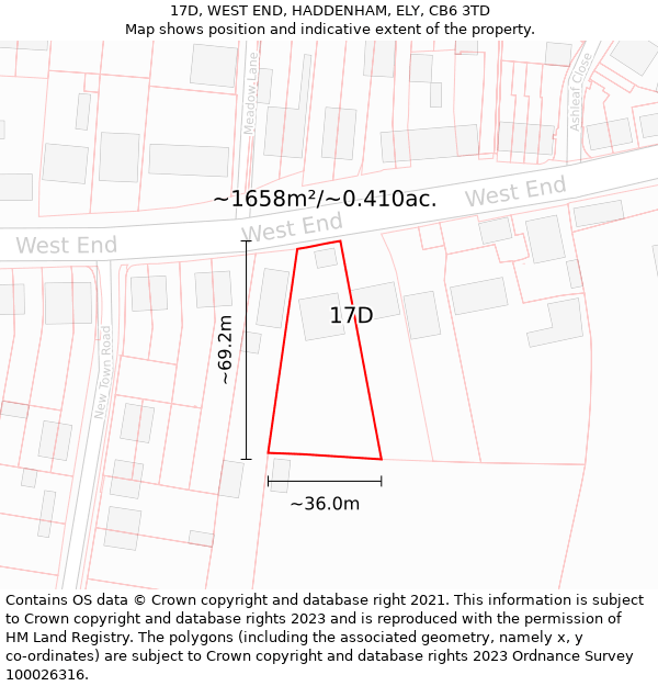 17D, WEST END, HADDENHAM, ELY, CB6 3TD: Plot and title map