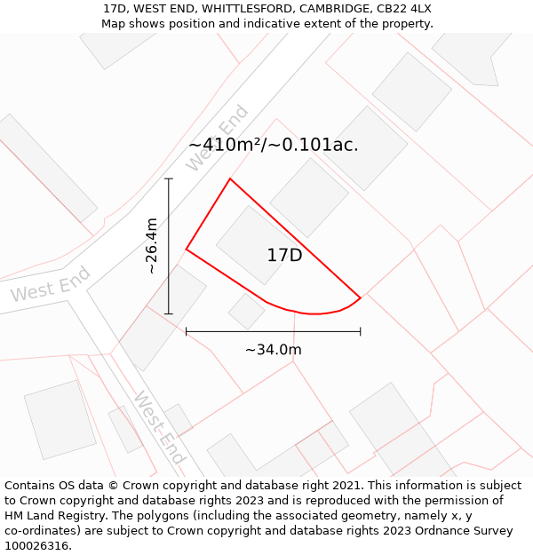 17D, WEST END, WHITTLESFORD, CAMBRIDGE, CB22 4LX: Plot and title map