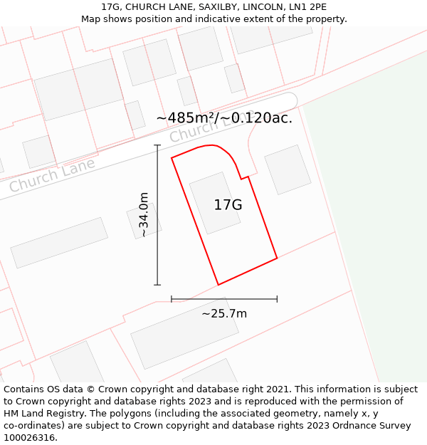 17G, CHURCH LANE, SAXILBY, LINCOLN, LN1 2PE: Plot and title map