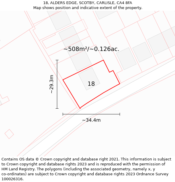 18, ALDERS EDGE, SCOTBY, CARLISLE, CA4 8FA: Plot and title map