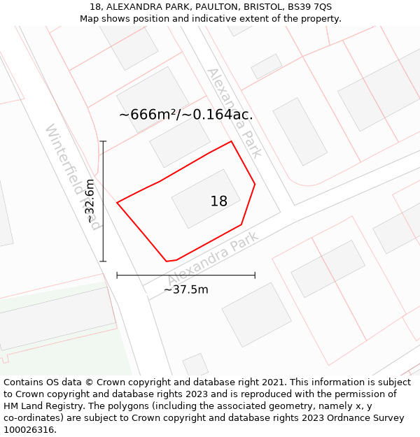 18, ALEXANDRA PARK, PAULTON, BRISTOL, BS39 7QS: Plot and title map