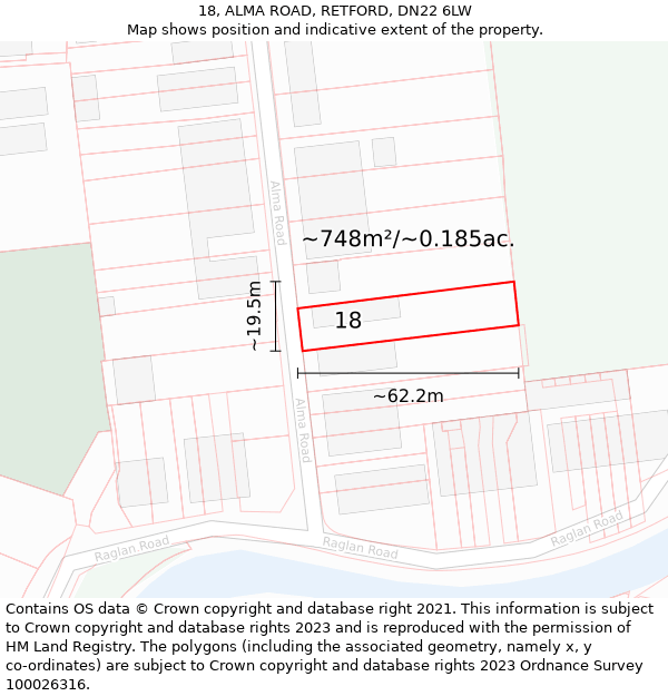 18, ALMA ROAD, RETFORD, DN22 6LW: Plot and title map