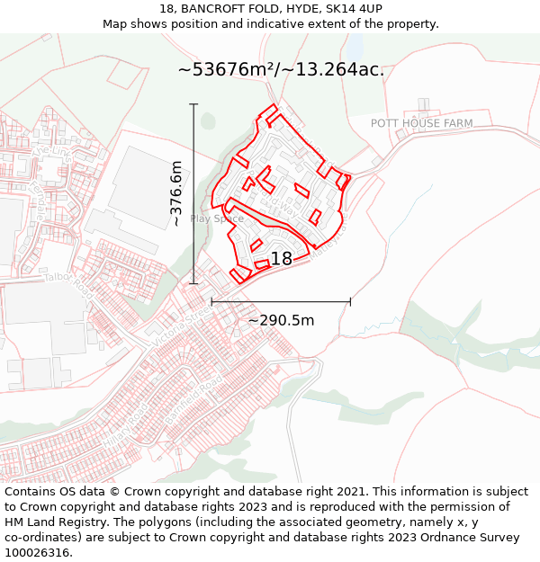 18, BANCROFT FOLD, HYDE, SK14 4UP: Plot and title map