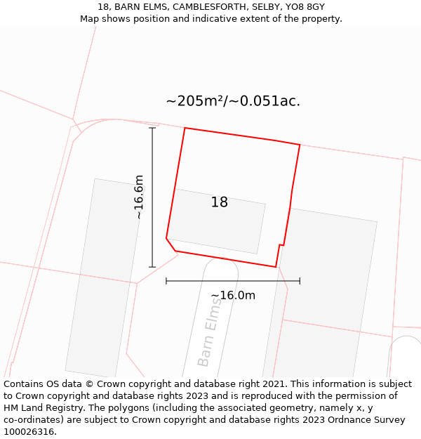 18, BARN ELMS, CAMBLESFORTH, SELBY, YO8 8GY: Plot and title map
