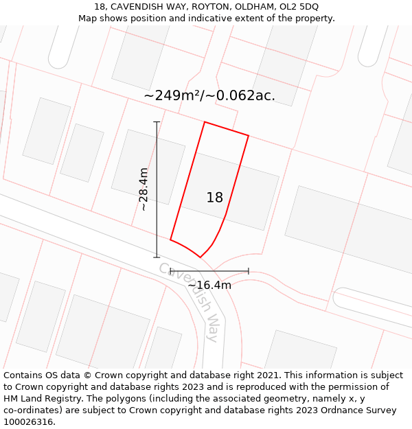 18, CAVENDISH WAY, ROYTON, OLDHAM, OL2 5DQ: Plot and title map