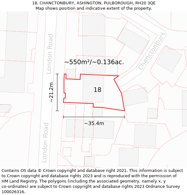 18, CHANCTONBURY, ASHINGTON, PULBOROUGH, RH20 3QE: Plot and title map