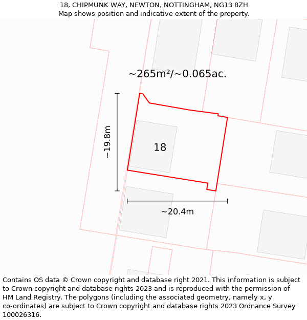 18, CHIPMUNK WAY, NEWTON, NOTTINGHAM, NG13 8ZH: Plot and title map