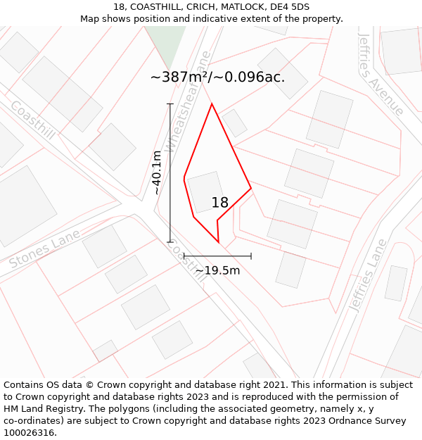 18, COASTHILL, CRICH, MATLOCK, DE4 5DS: Plot and title map