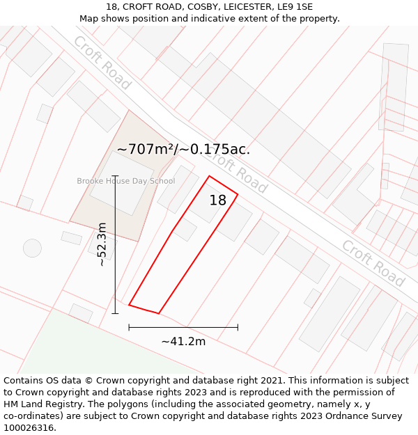 18, CROFT ROAD, COSBY, LEICESTER, LE9 1SE: Plot and title map