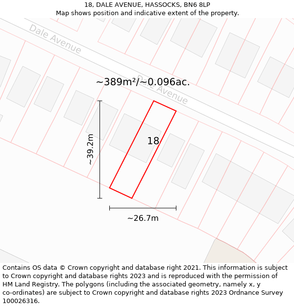 18, DALE AVENUE, HASSOCKS, BN6 8LP: Plot and title map