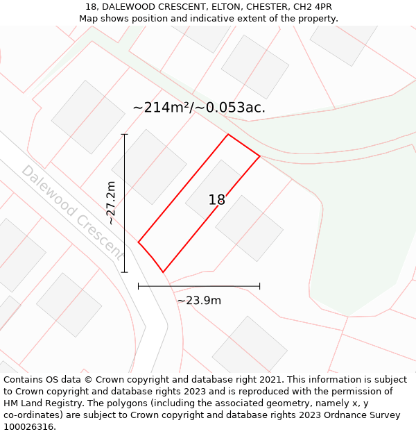 18, DALEWOOD CRESCENT, ELTON, CHESTER, CH2 4PR: Plot and title map