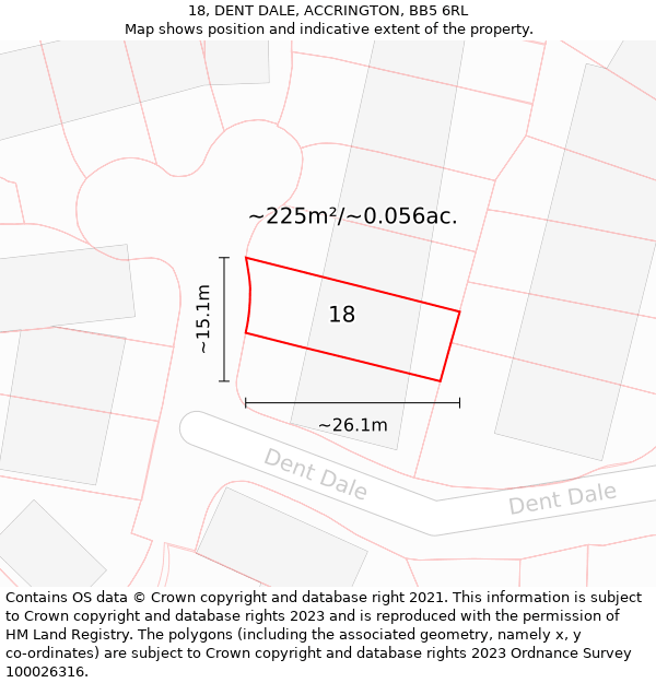 18, DENT DALE, ACCRINGTON, BB5 6RL: Plot and title map