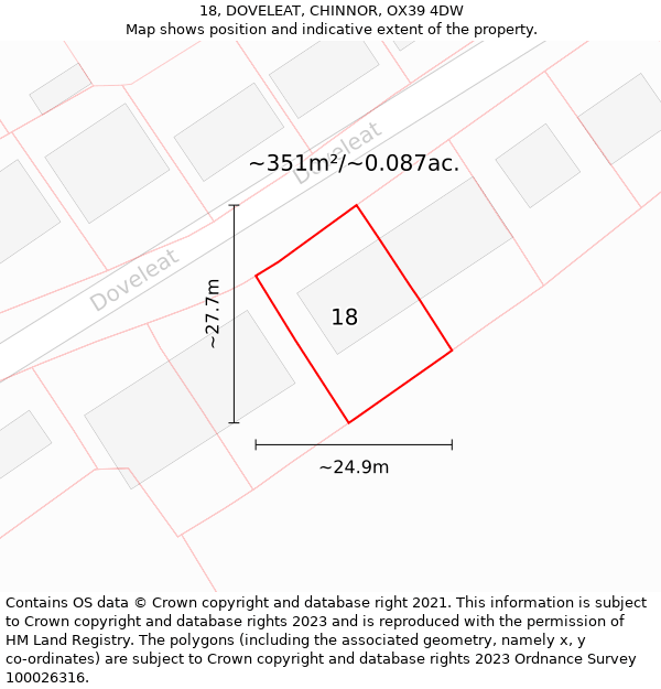 18, DOVELEAT, CHINNOR, OX39 4DW: Plot and title map