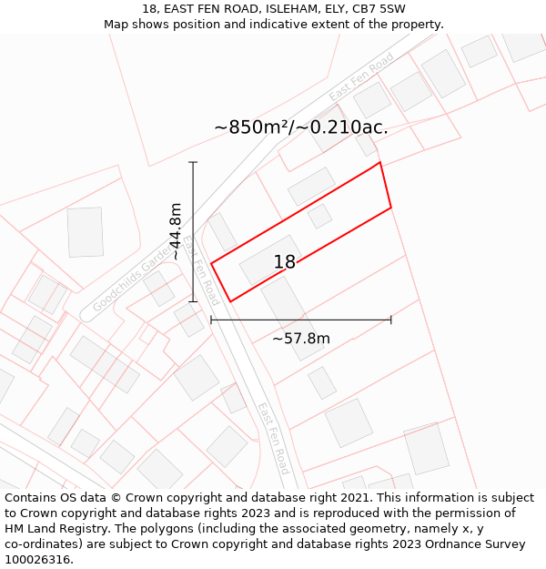 18, EAST FEN ROAD, ISLEHAM, ELY, CB7 5SW: Plot and title map