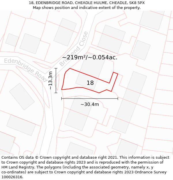 18, EDENBRIDGE ROAD, CHEADLE HULME, CHEADLE, SK8 5PX: Plot and title map