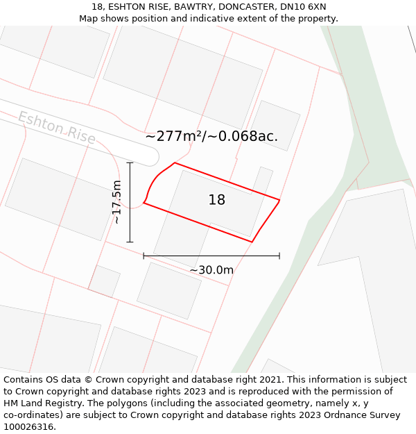 18, ESHTON RISE, BAWTRY, DONCASTER, DN10 6XN: Plot and title map