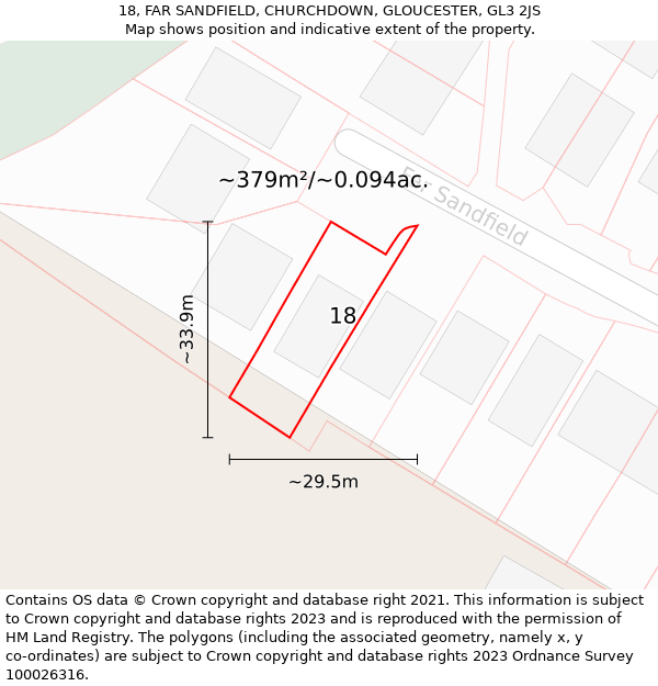 18, FAR SANDFIELD, CHURCHDOWN, GLOUCESTER, GL3 2JS: Plot and title map