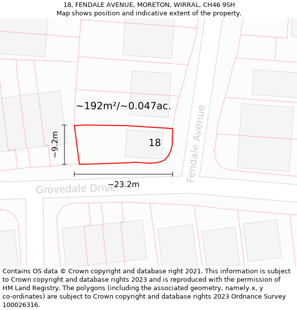 18, FENDALE AVENUE, MORETON, WIRRAL, CH46 9SH: Plot and title map