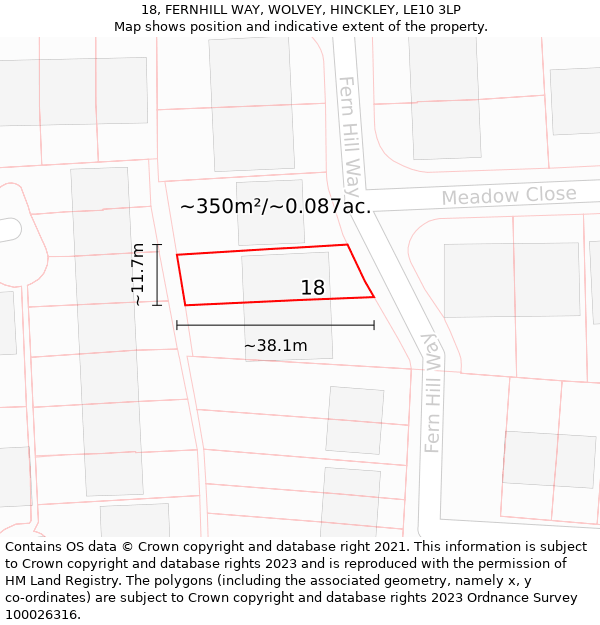 18, FERNHILL WAY, WOLVEY, HINCKLEY, LE10 3LP: Plot and title map