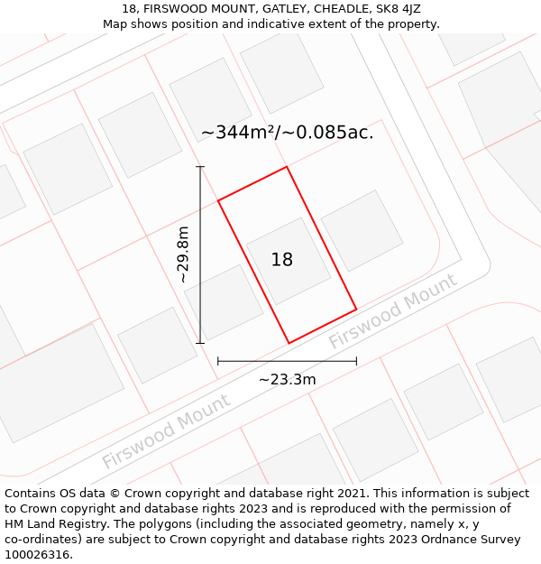 18, FIRSWOOD MOUNT, GATLEY, CHEADLE, SK8 4JZ: Plot and title map