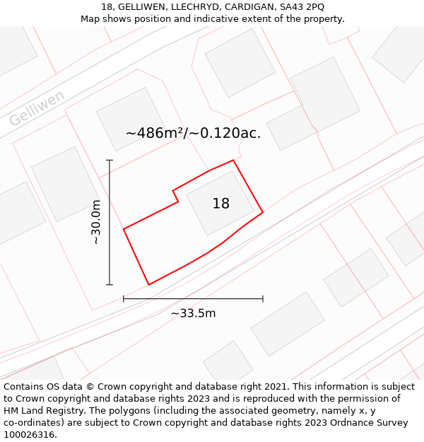 18, GELLIWEN, LLECHRYD, CARDIGAN, SA43 2PQ: Plot and title map