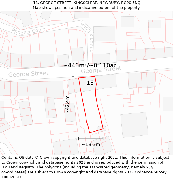 18, GEORGE STREET, KINGSCLERE, NEWBURY, RG20 5NQ: Plot and title map