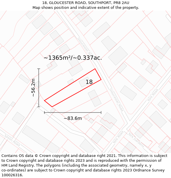 18, GLOUCESTER ROAD, SOUTHPORT, PR8 2AU: Plot and title map