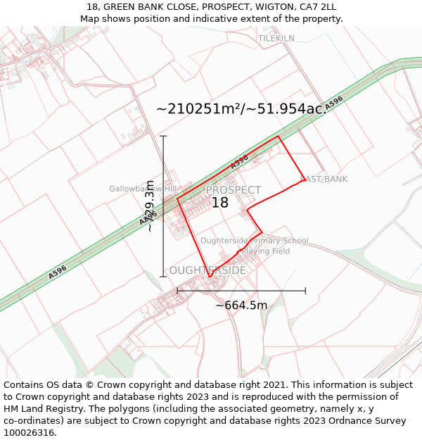 18, GREEN BANK CLOSE, PROSPECT, WIGTON, CA7 2LL: Plot and title map