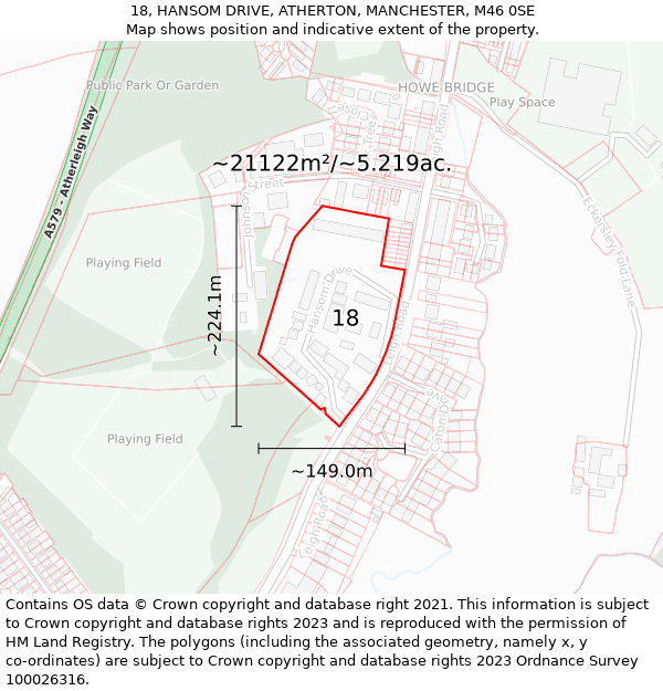 18, HANSOM DRIVE, ATHERTON, MANCHESTER, M46 0SE: Plot and title map