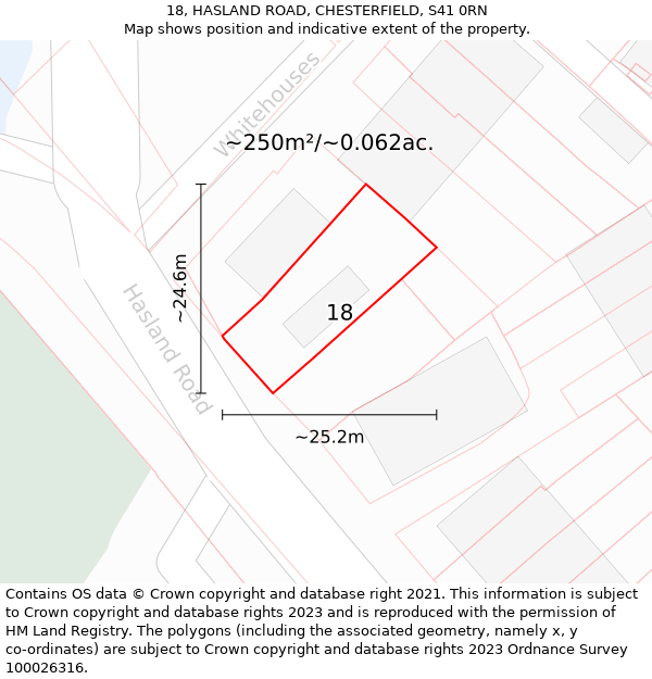 18, HASLAND ROAD, CHESTERFIELD, S41 0RN: Plot and title map