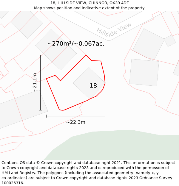 18, HILLSIDE VIEW, CHINNOR, OX39 4DE: Plot and title map