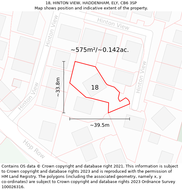 18, HINTON VIEW, HADDENHAM, ELY, CB6 3SP: Plot and title map