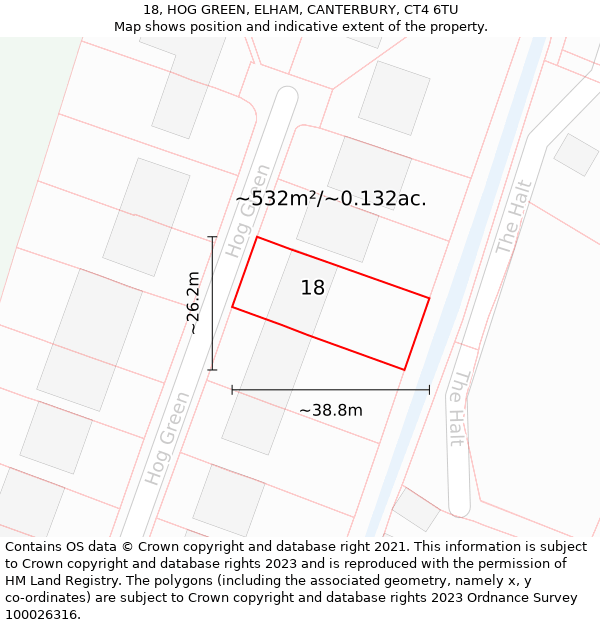 18, HOG GREEN, ELHAM, CANTERBURY, CT4 6TU: Plot and title map