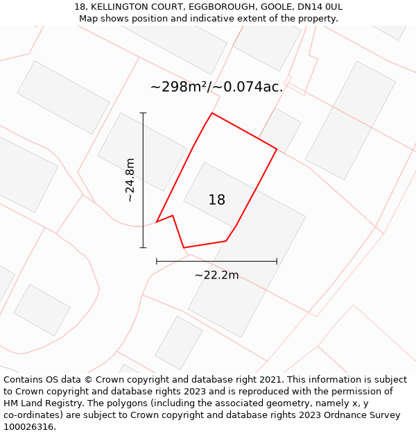 18, KELLINGTON COURT, EGGBOROUGH, GOOLE, DN14 0UL: Plot and title map