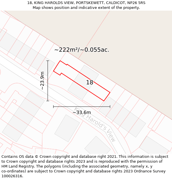 18, KING HAROLDS VIEW, PORTSKEWETT, CALDICOT, NP26 5RS: Plot and title map