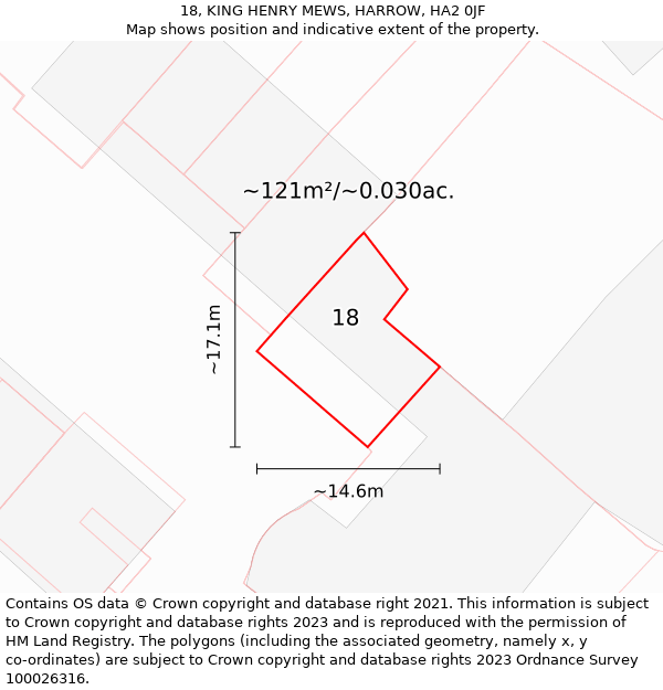 18, KING HENRY MEWS, HARROW, HA2 0JF: Plot and title map