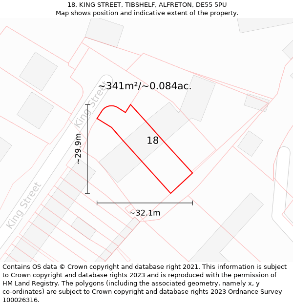 18, KING STREET, TIBSHELF, ALFRETON, DE55 5PU: Plot and title map