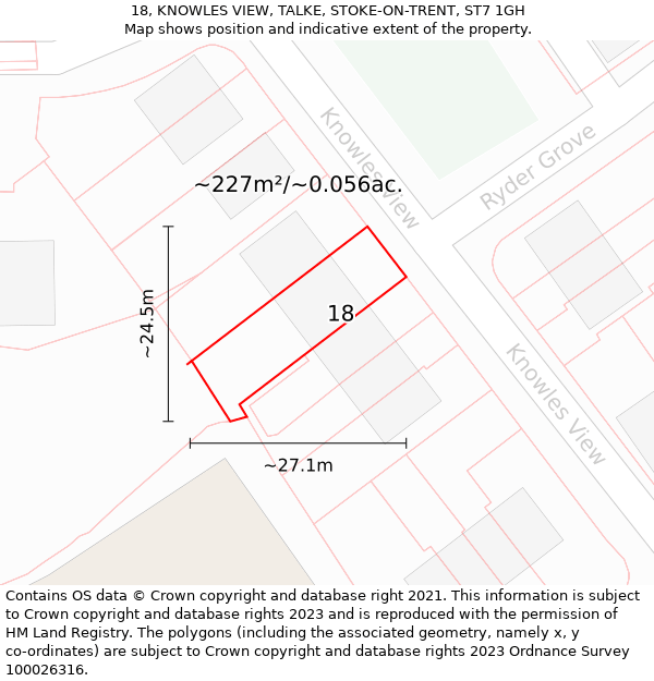 18, KNOWLES VIEW, TALKE, STOKE-ON-TRENT, ST7 1GH: Plot and title map