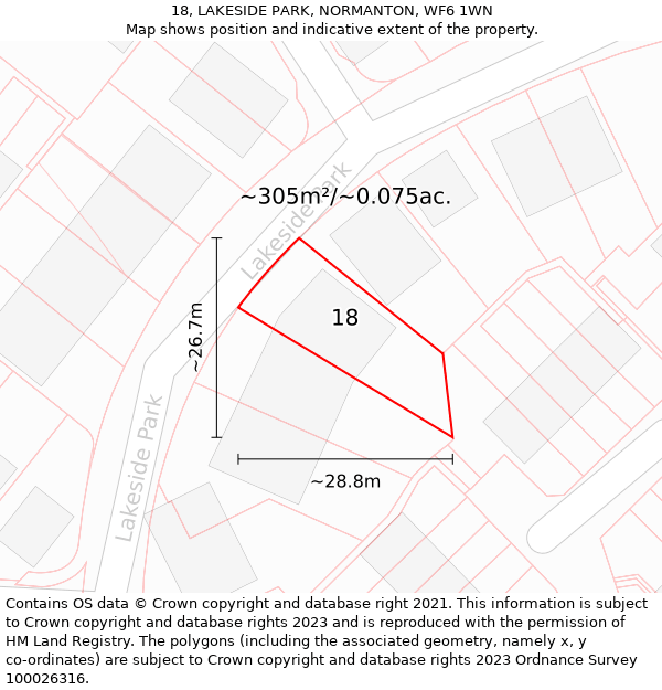 18, LAKESIDE PARK, NORMANTON, WF6 1WN: Plot and title map