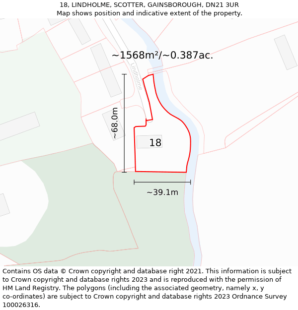 18, LINDHOLME, SCOTTER, GAINSBOROUGH, DN21 3UR: Plot and title map