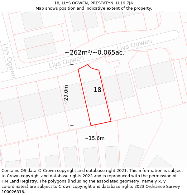 18, LLYS OGWEN, PRESTATYN, LL19 7JA: Plot and title map