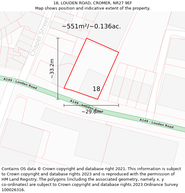 18, LOUDEN ROAD, CROMER, NR27 9EF: Plot and title map